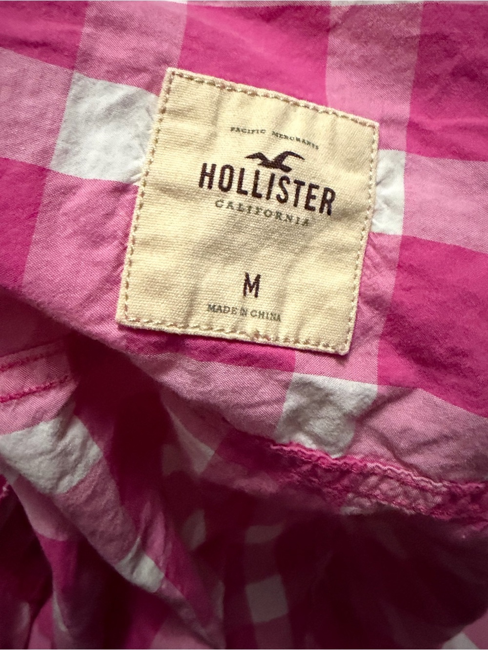 Hollister Pink and White Gingham Button-Down Shirt - Picture 2 of 5